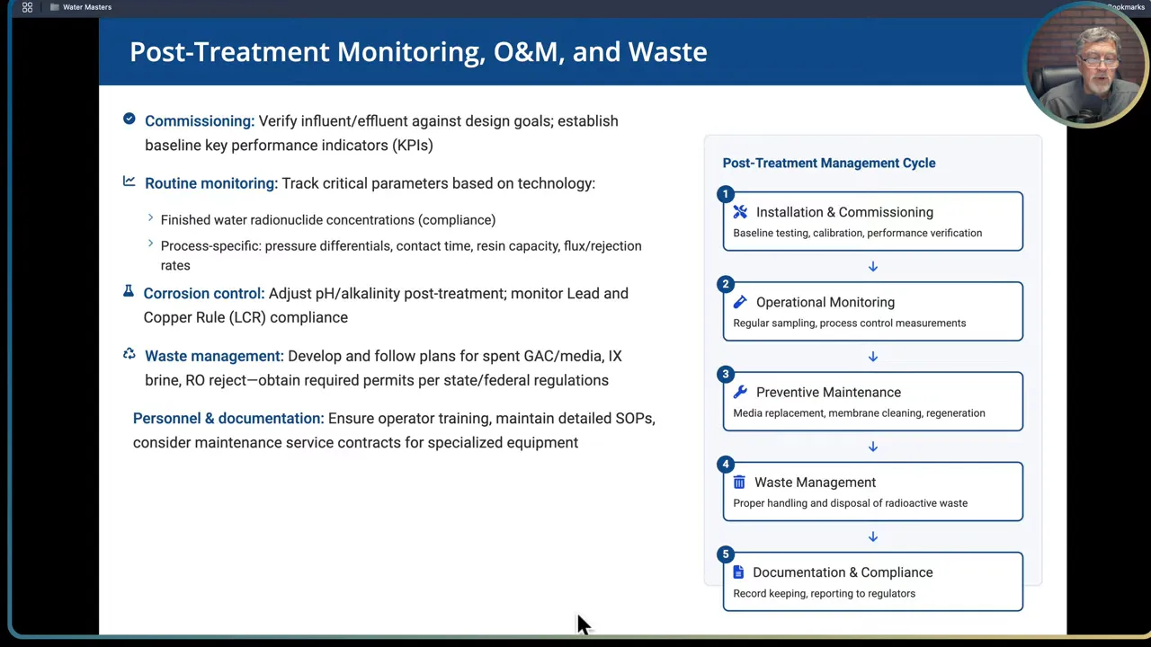 Slide listing waste management steps and SOPs for operators