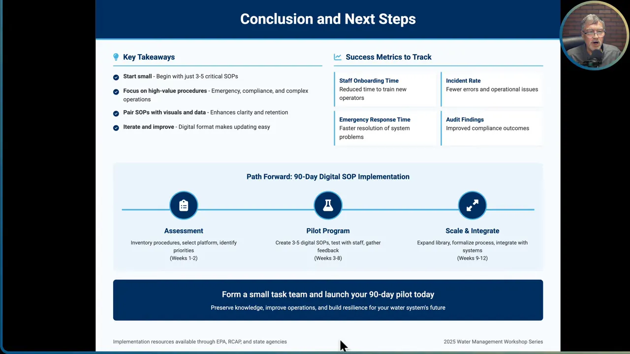 Slide summarizing success metrics and KPIs to monitor