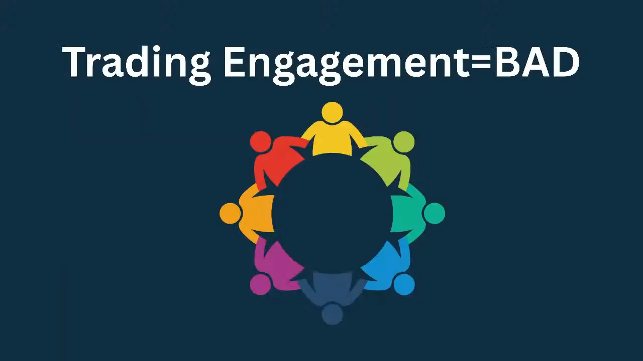 Slide reading 'Trading Engagement = BAD' with a multicolor circular people graphic on a dark blue background
