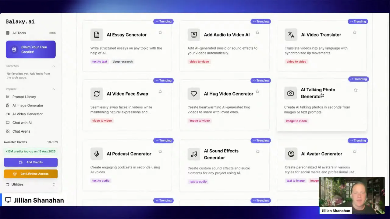 Galaxy AI video generator interface