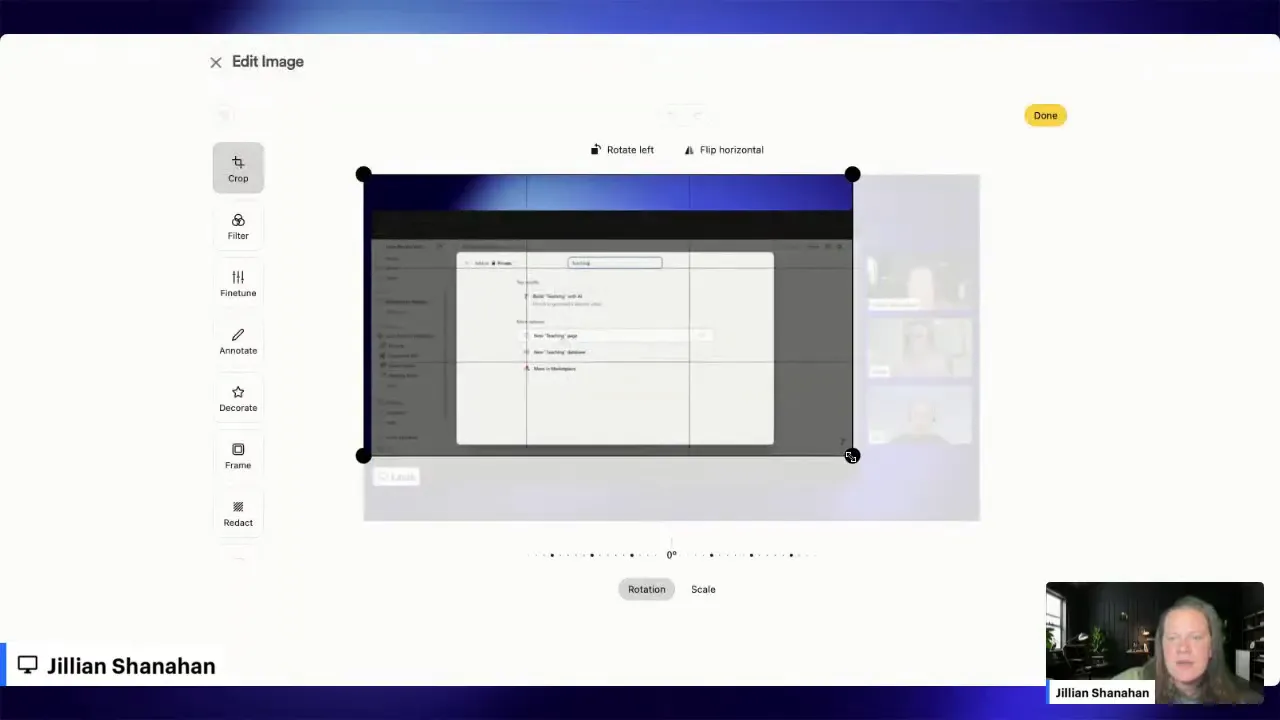 Screenshot editing tools for cropping and annotating images