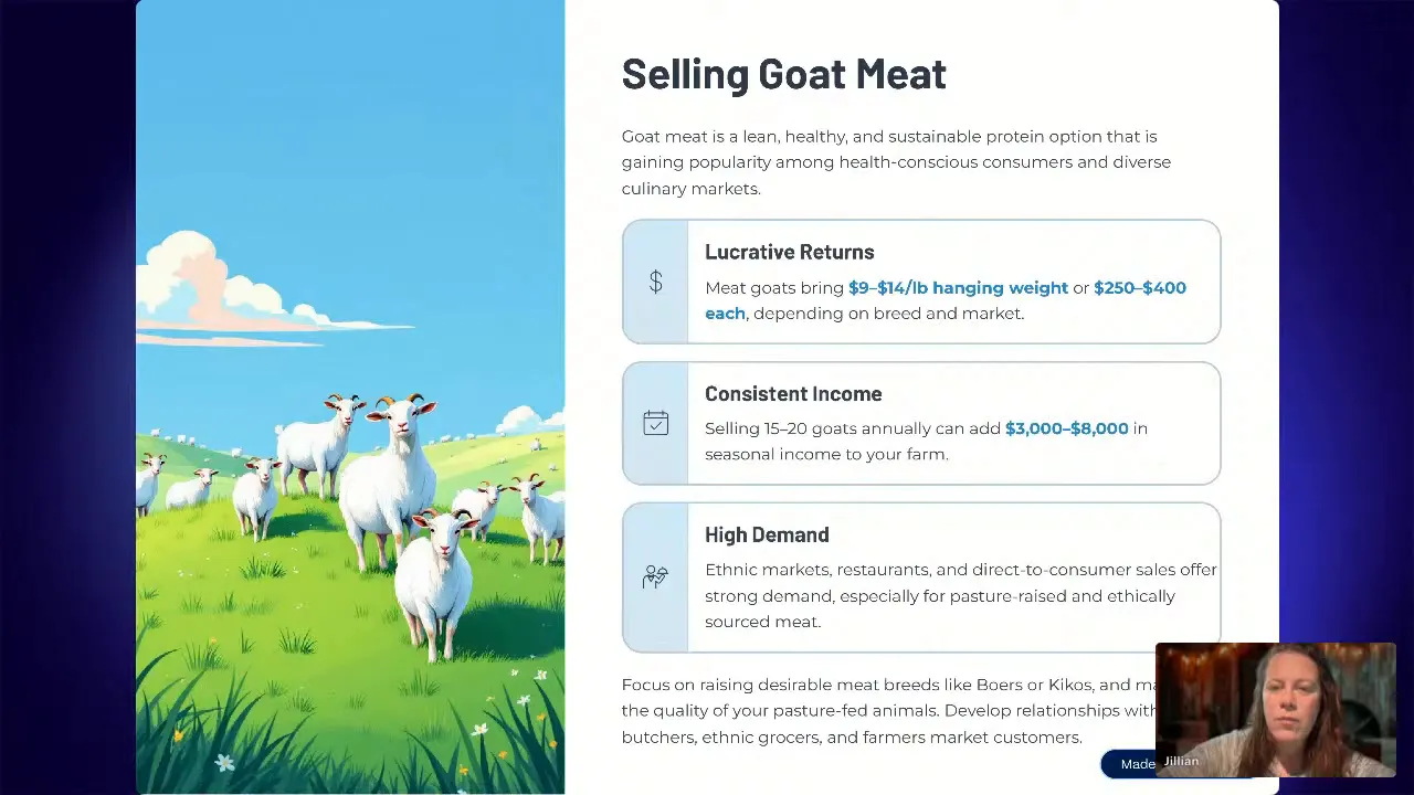 Market-ready meat goat at a farm sale