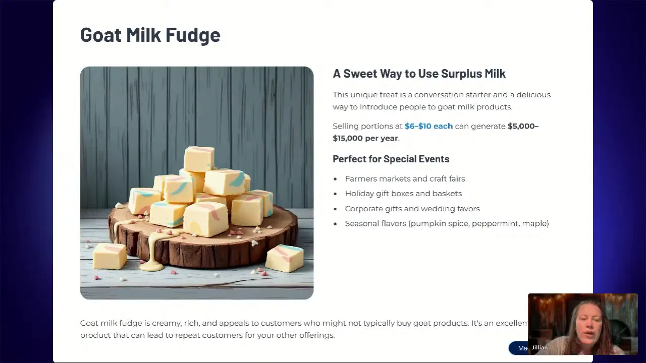 Handing out samples of goat milk fudge at a craft fair