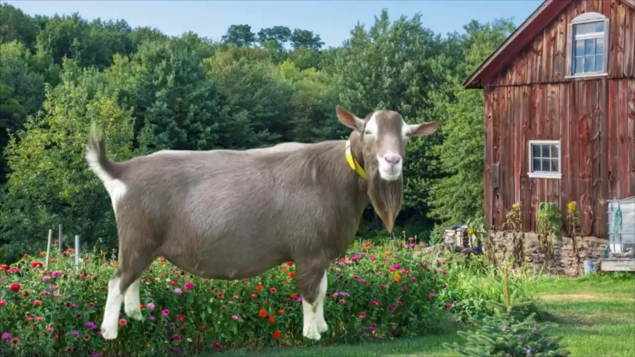 Toggenburg goat with classic brown and white markings