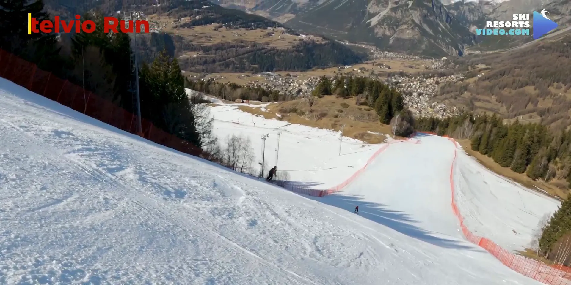 Skiers descending Stelvio World Cup run