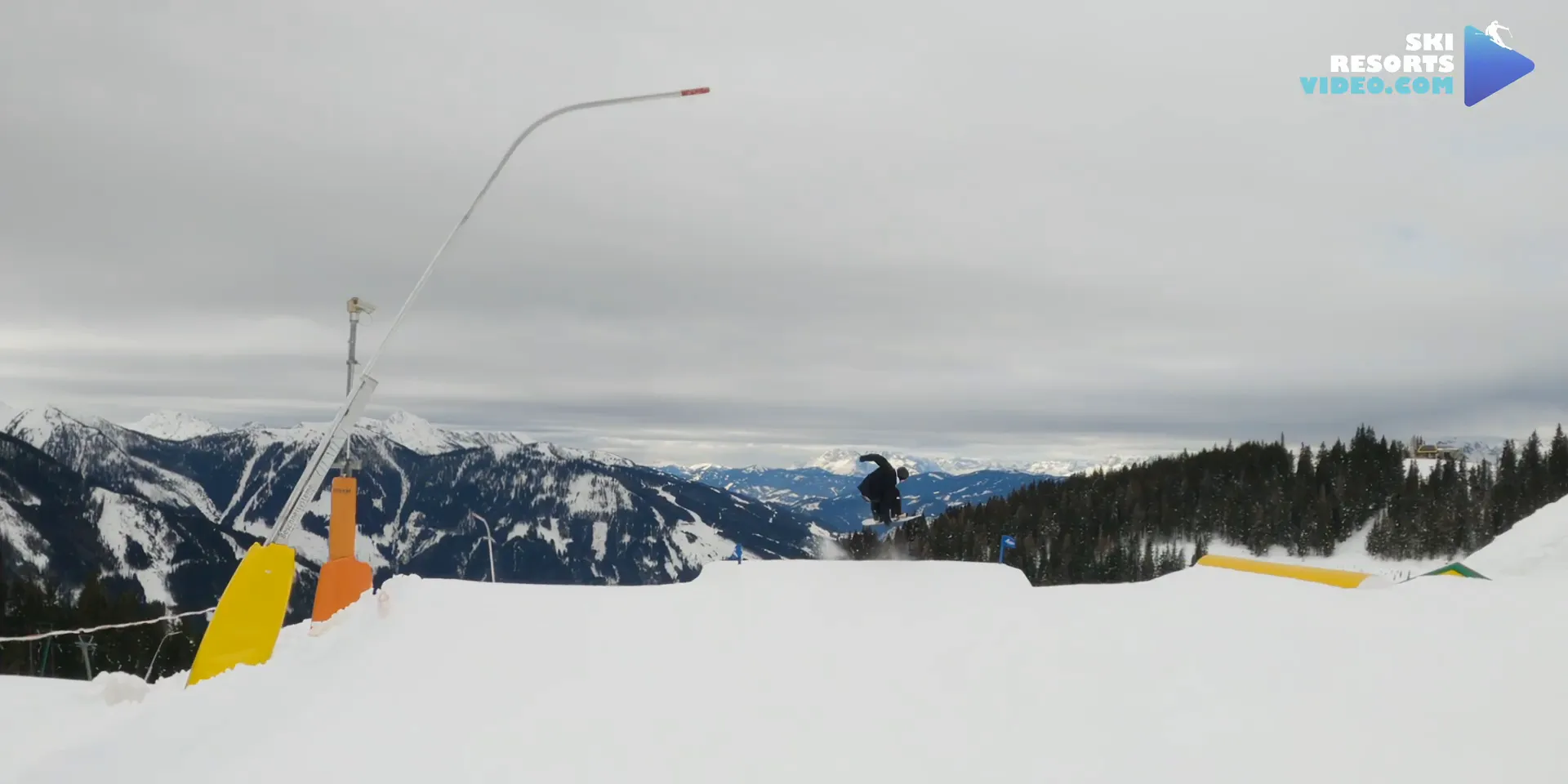 Ski movie section with cameras recording skiers