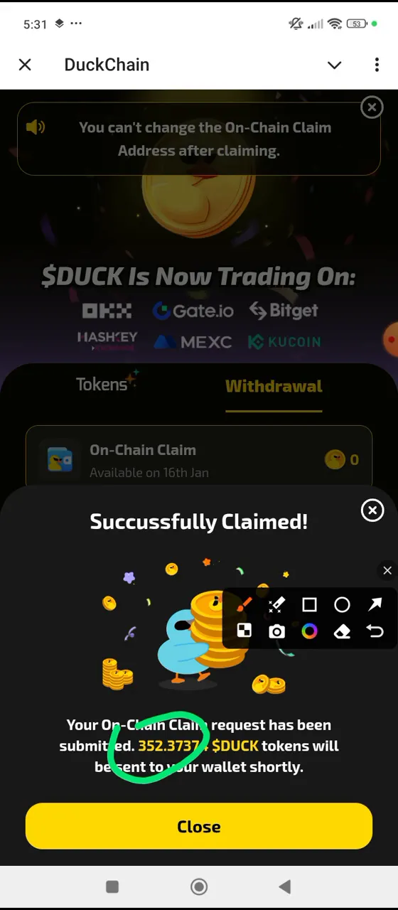 Claiming Tokens Successfully