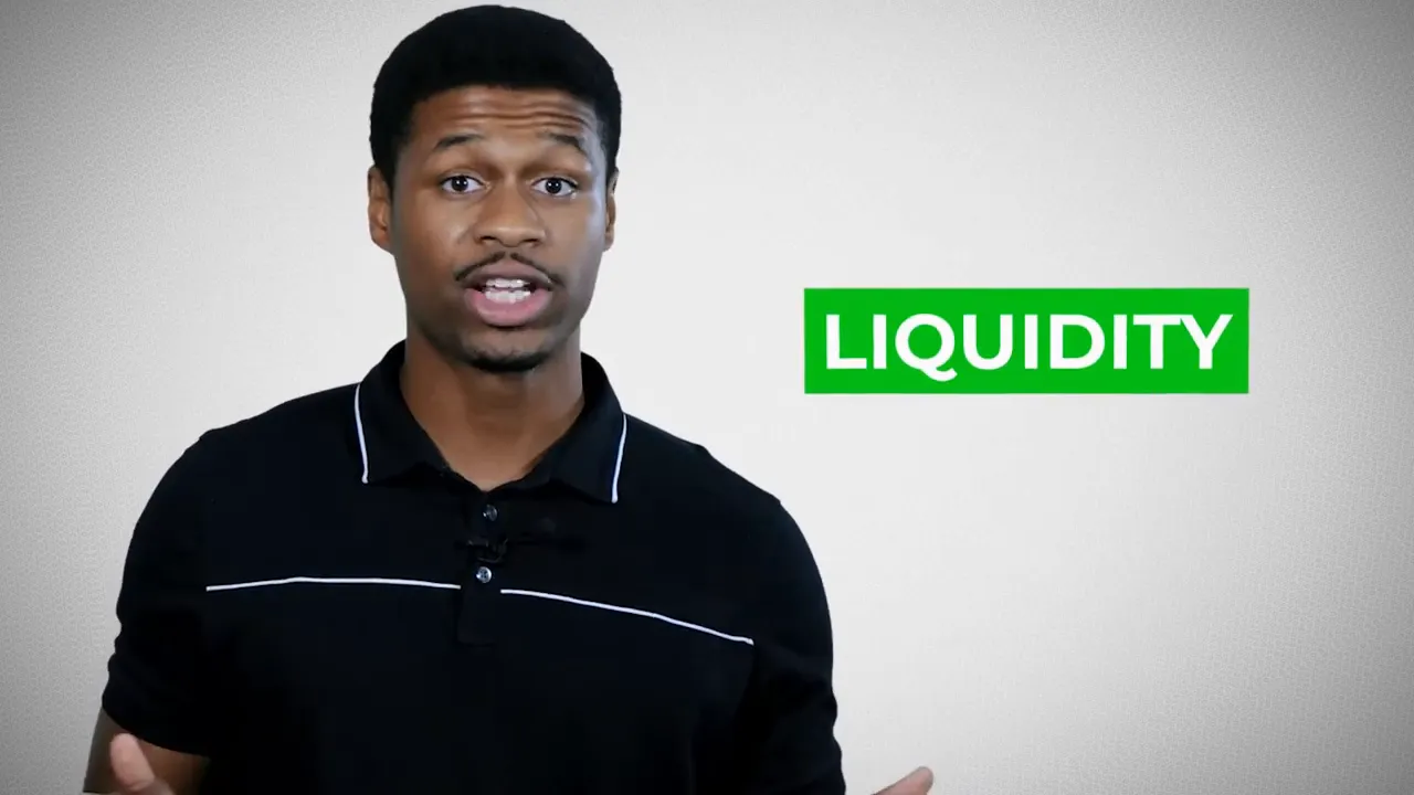 Presenter beside green 'LIQUIDITY' graphic explaining cash metrics