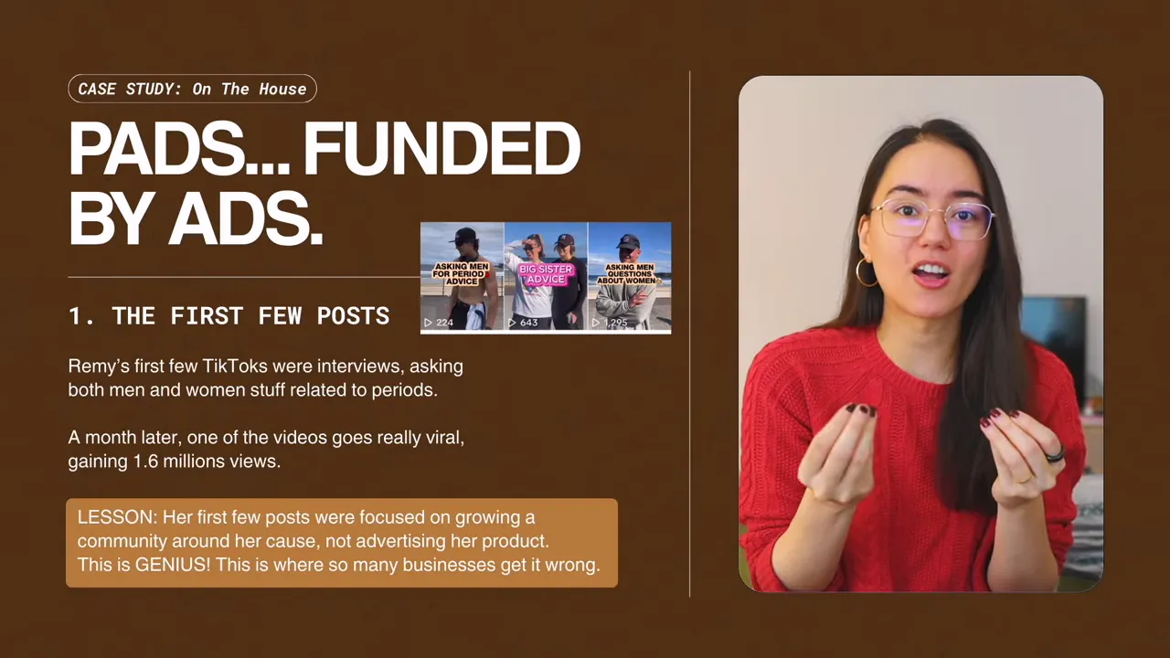 Slide reading 'PADS... FUNDED BY ADS' with presenter and example TikTok thumbnails