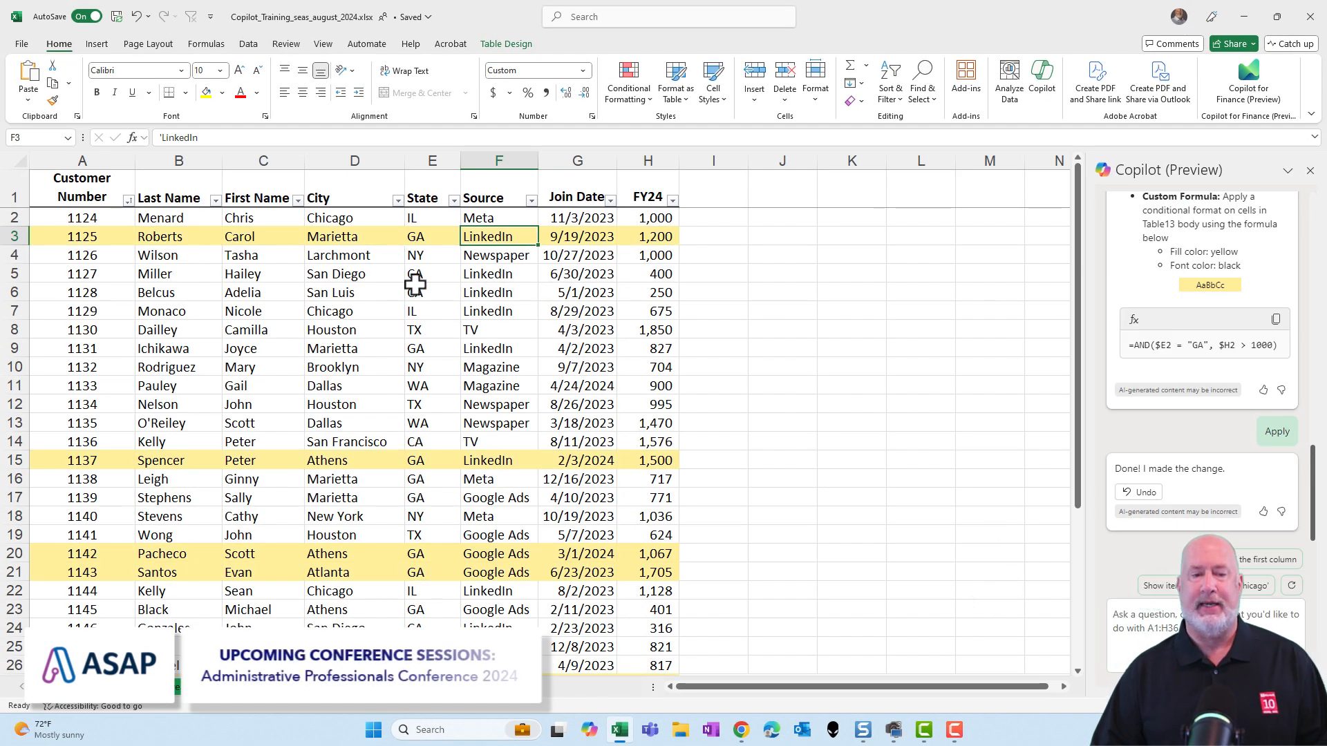 Testing the conditional formatting rule