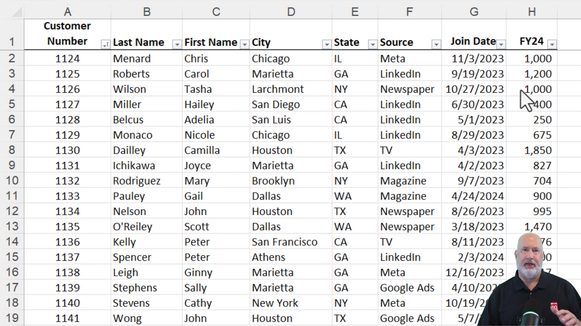 Selecting data for conditional formatting