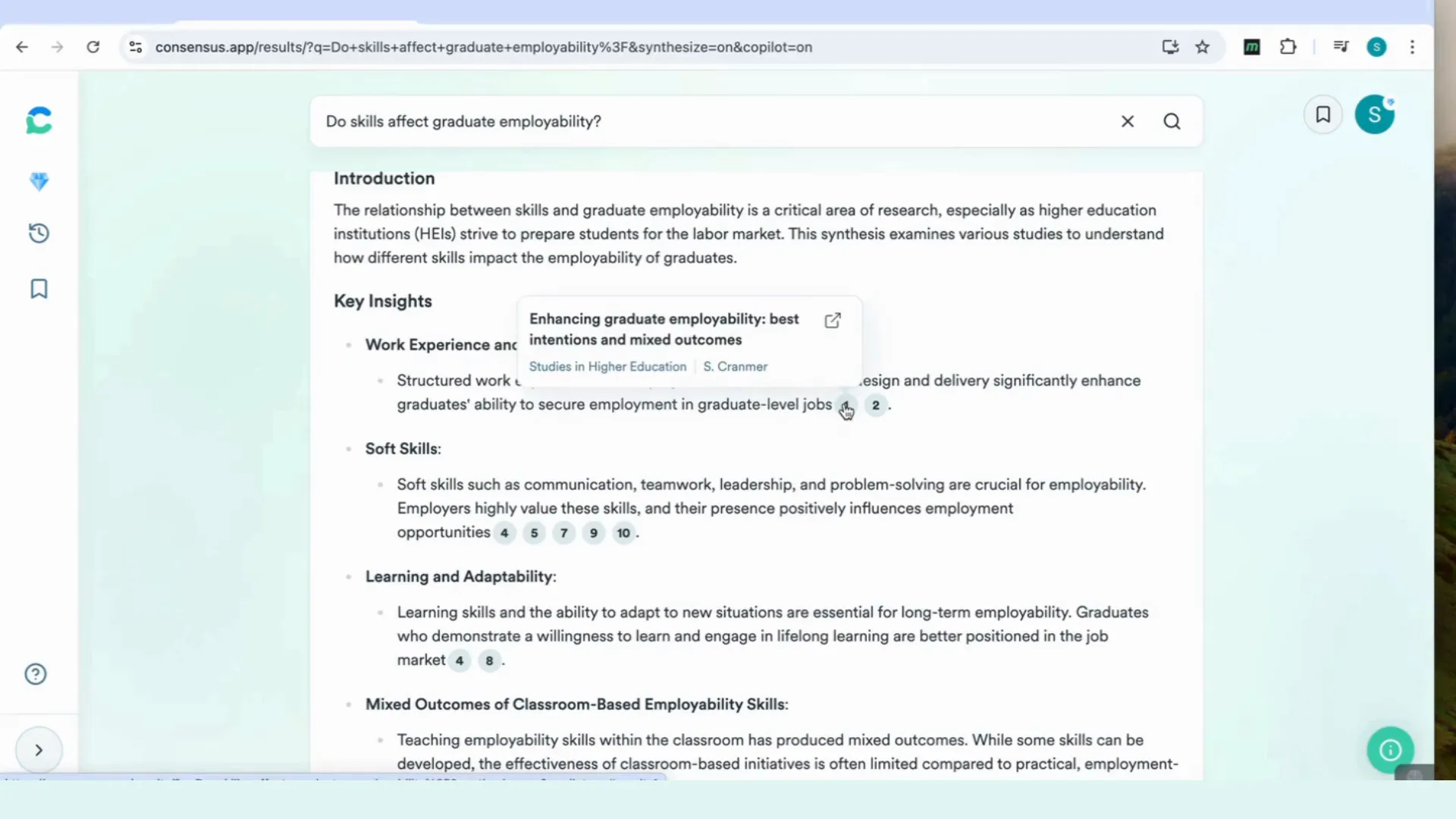 Accessing references and full articles in Consensus AI