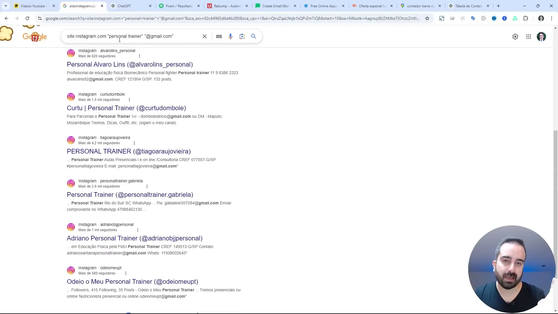 Exemplo de busca no Google para encontrar leads