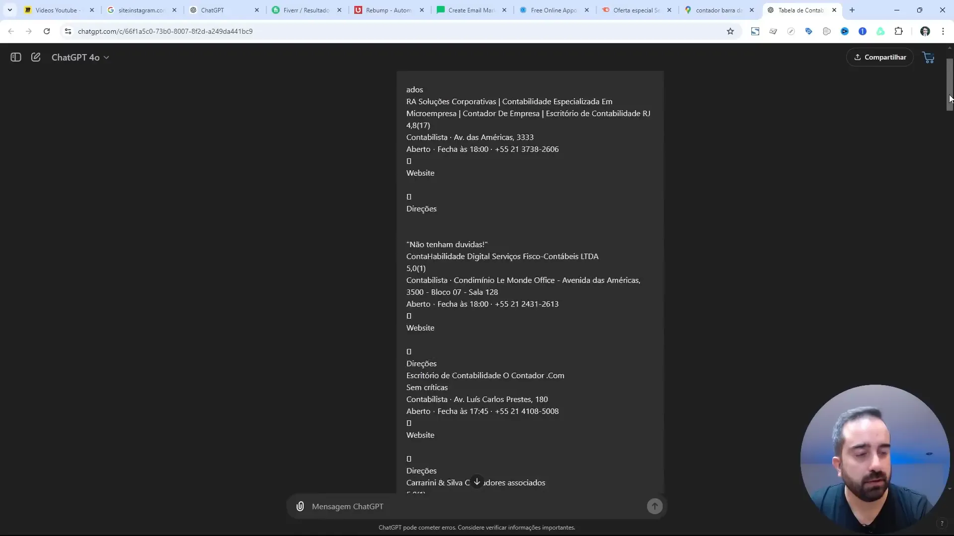 Exemplo de busca no Google Maps para leads