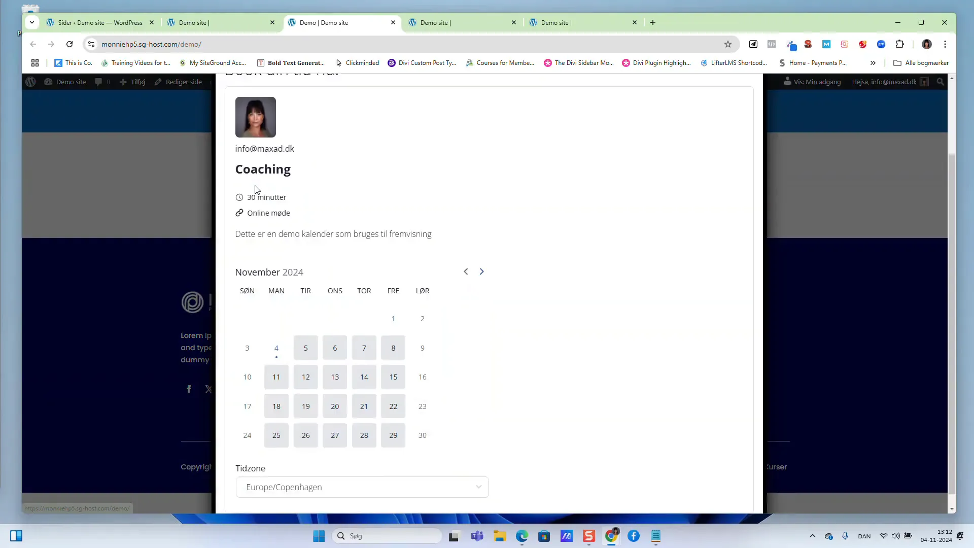 Test af booking popup