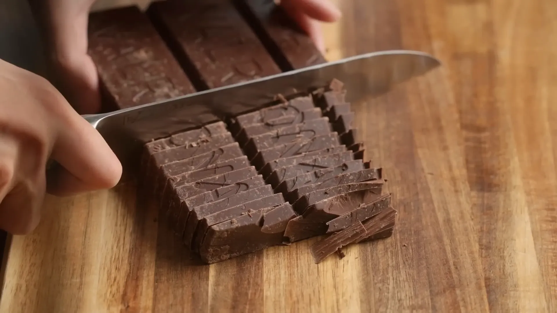 Chopping chocolate for the cookie dough