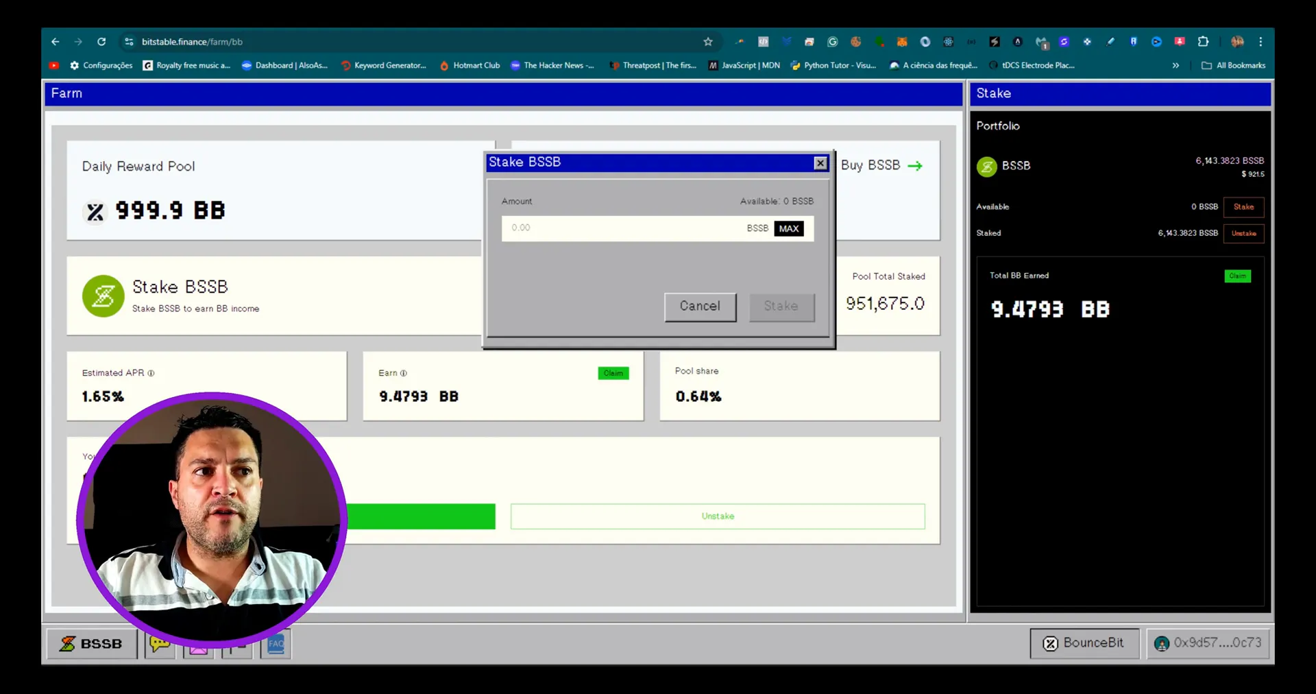 Processo de staking na BitStable