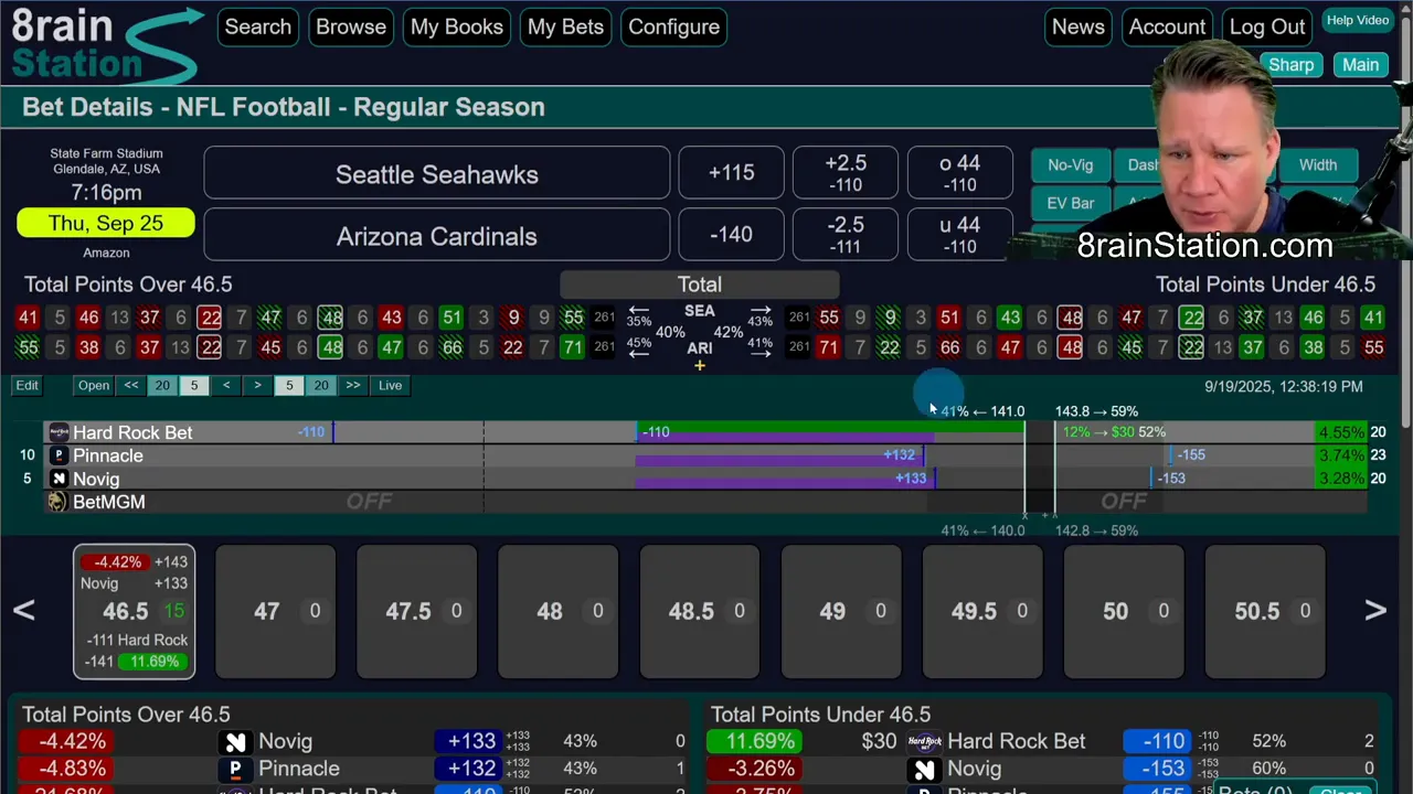 Hard Rock line vs Novig showing potential arbitrage opportunity