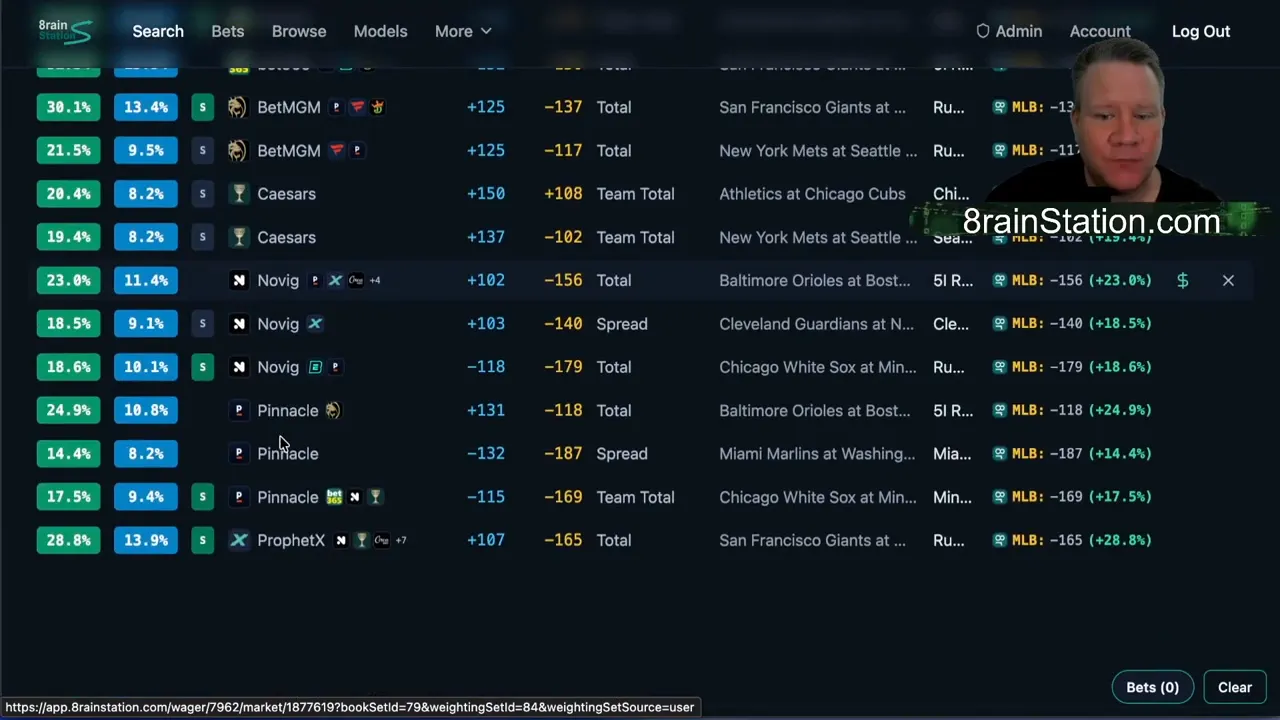 Ungrouped betting list sorted by venue with many plays displayed in rows