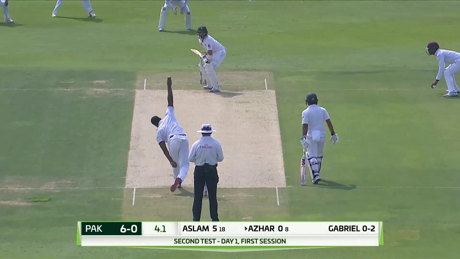 First boundary of the Test match goes to Sami Aslam