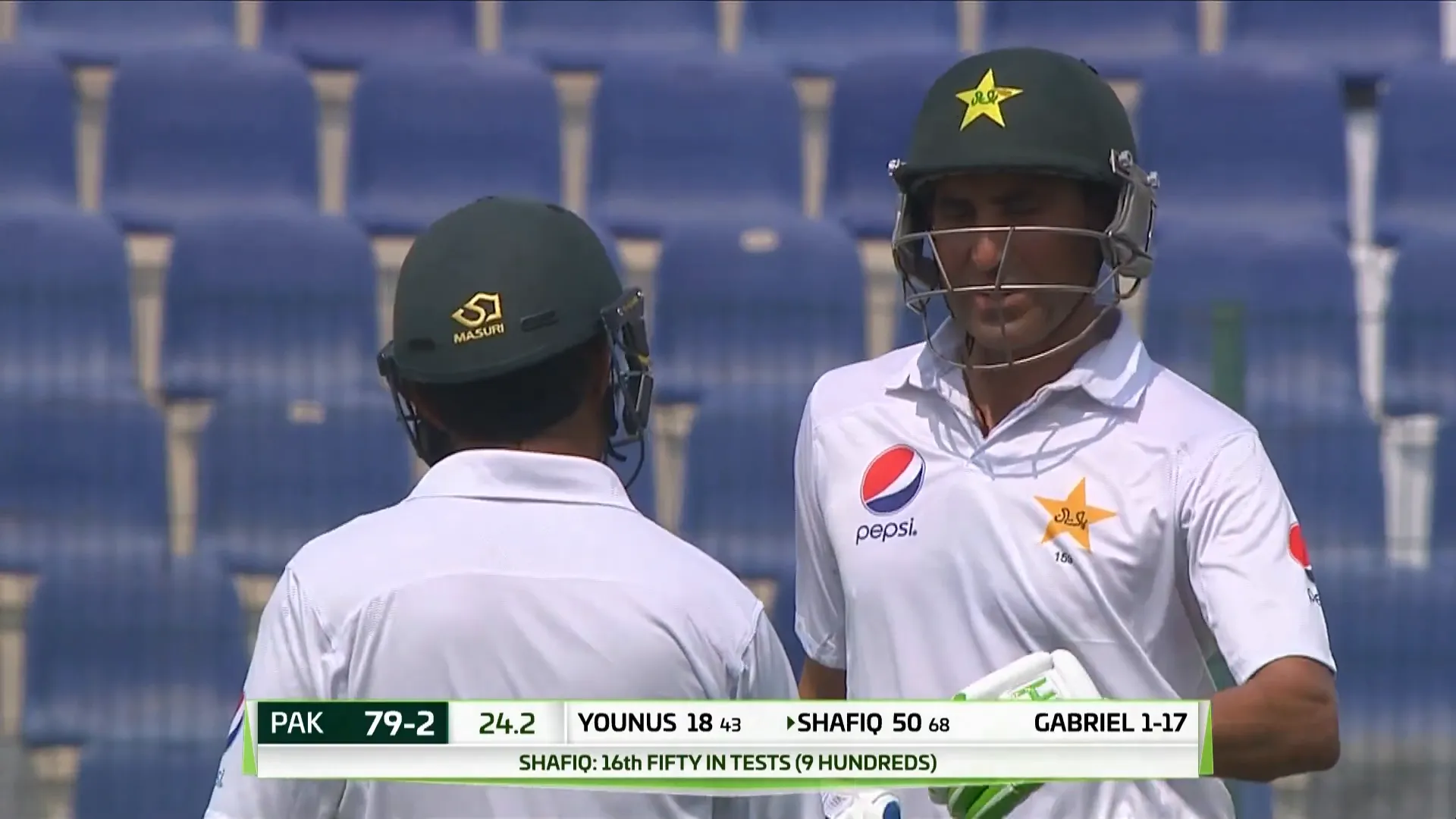 Younis Khan reaches his 50 with a cover drive