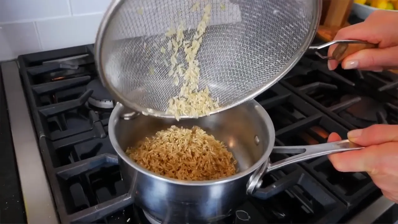 Rice cooking in a pot
