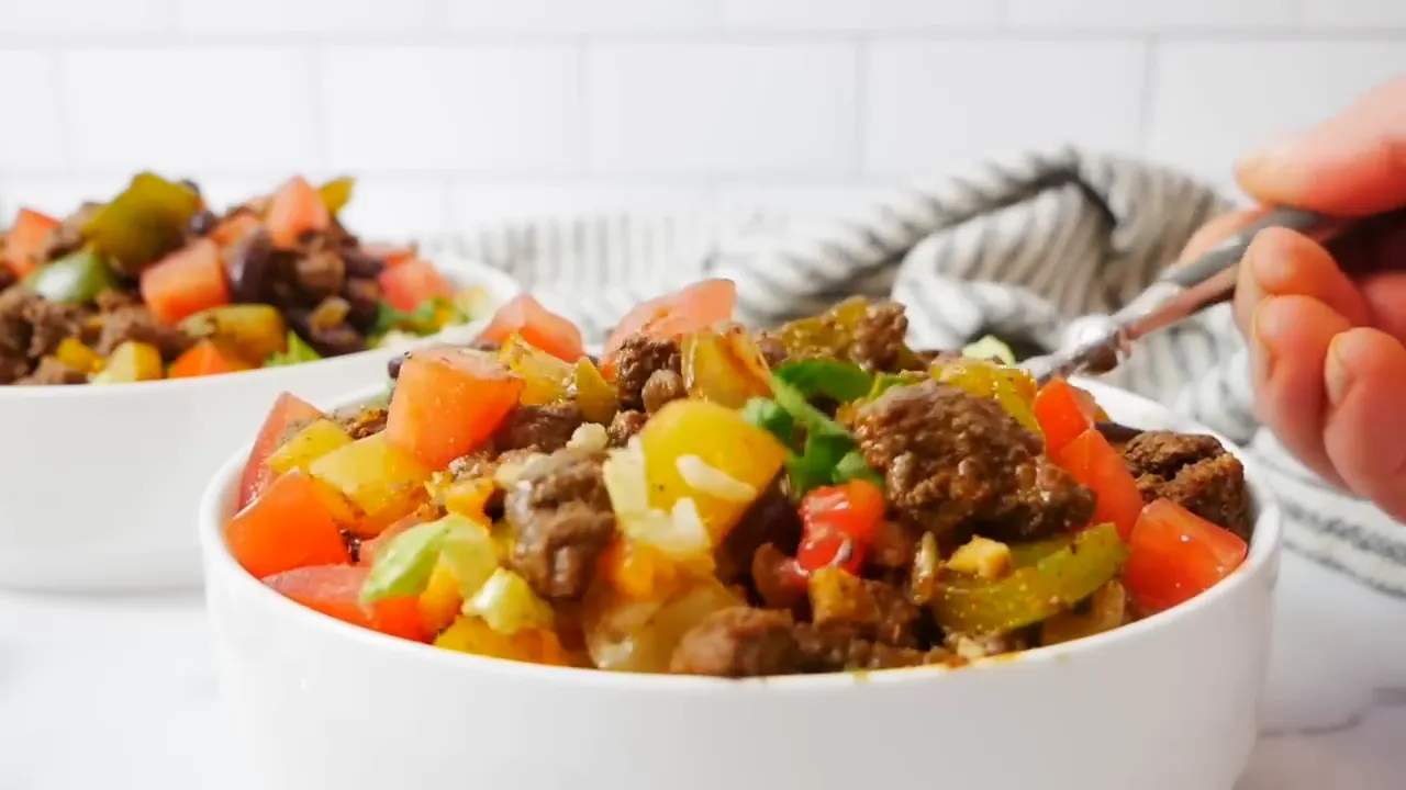 Completed taco salad bowl ready to eat