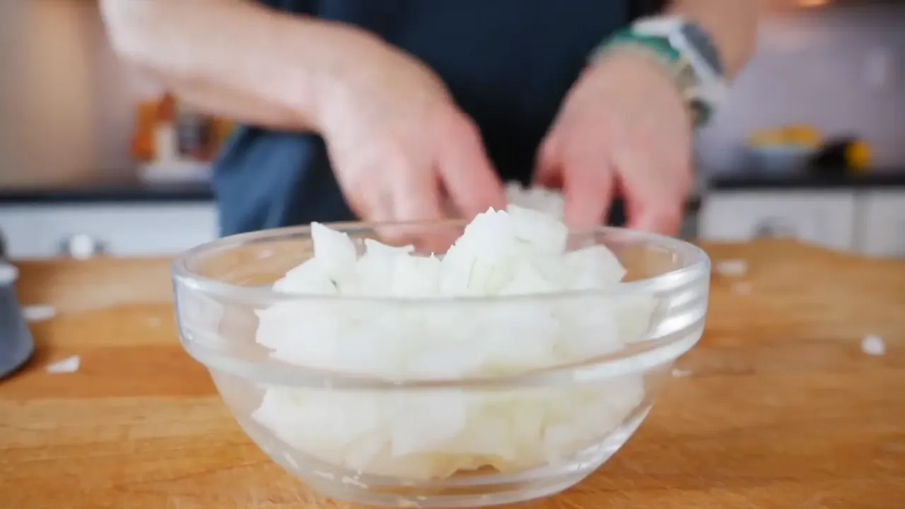 Chopped onions and garlic