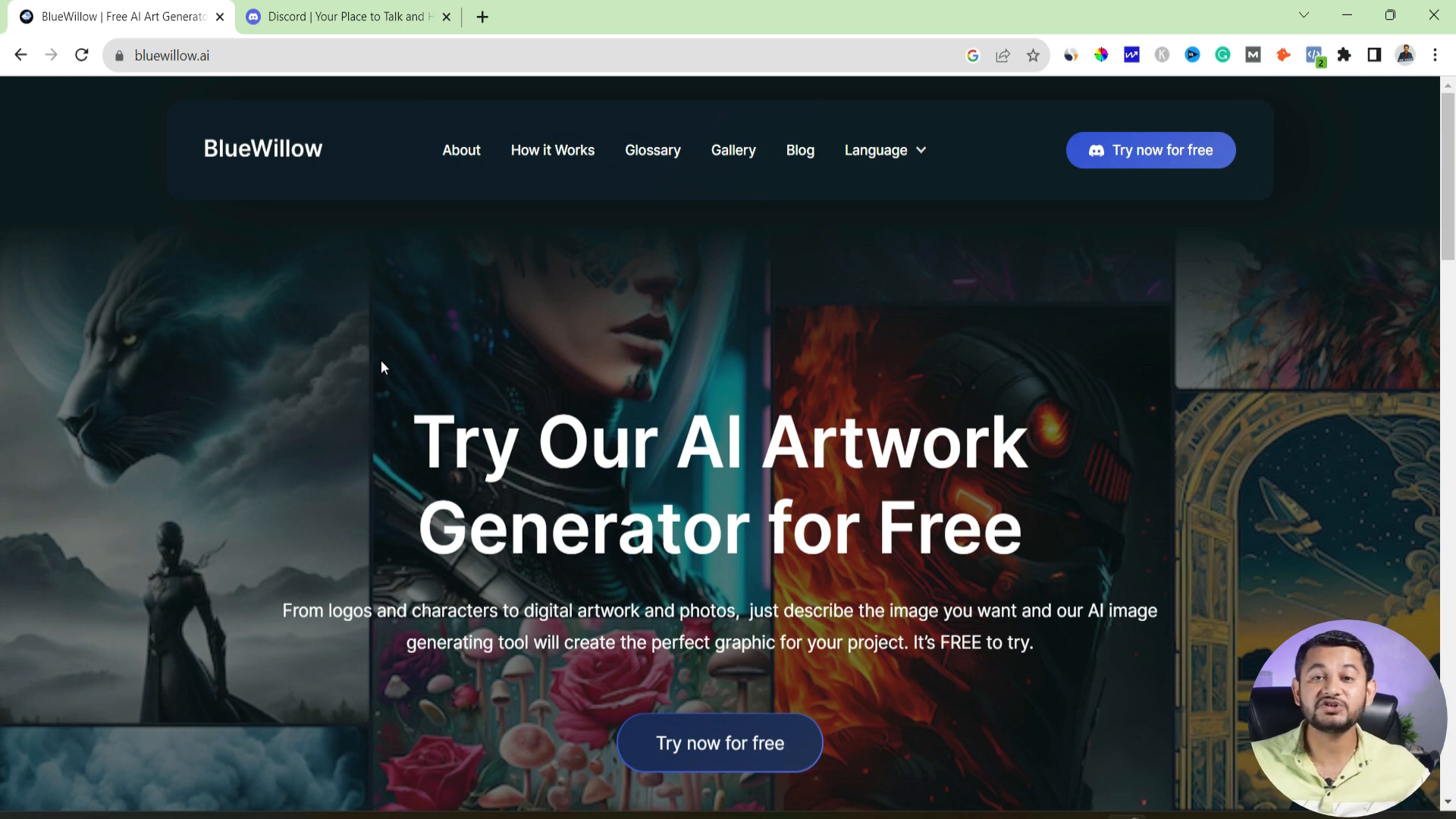 Blue Willow AI Image Generator Interface