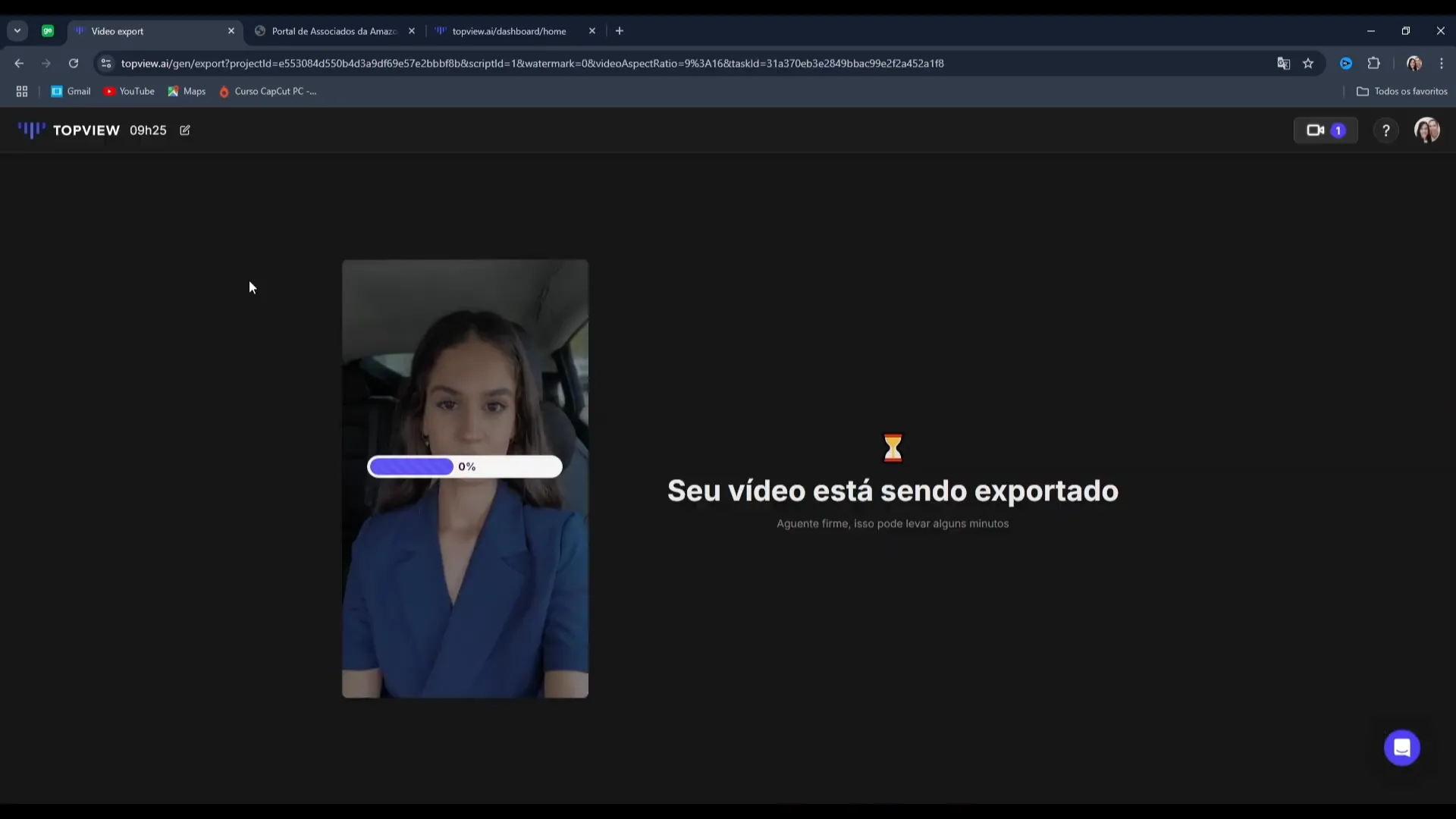 Exportando o vídeo na Topview.