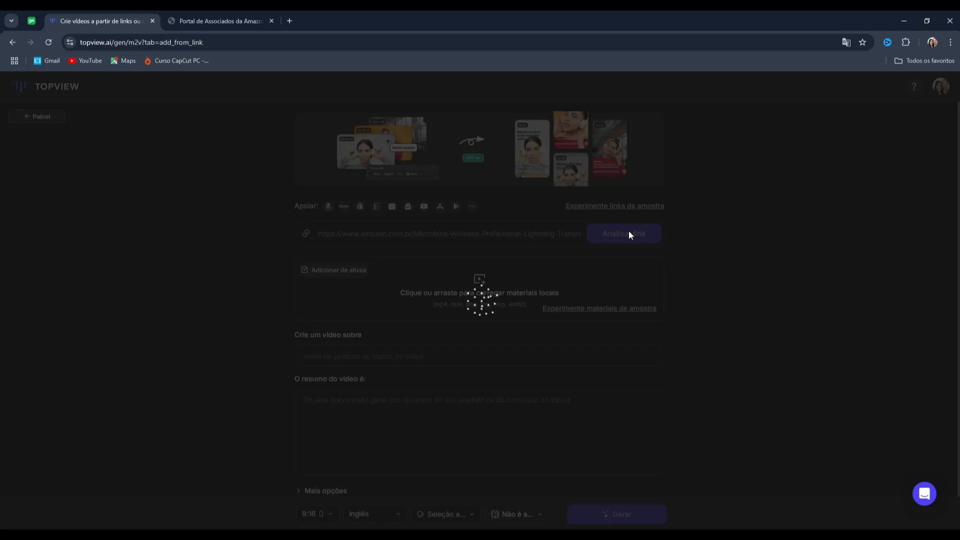 Análise do link na Topview.