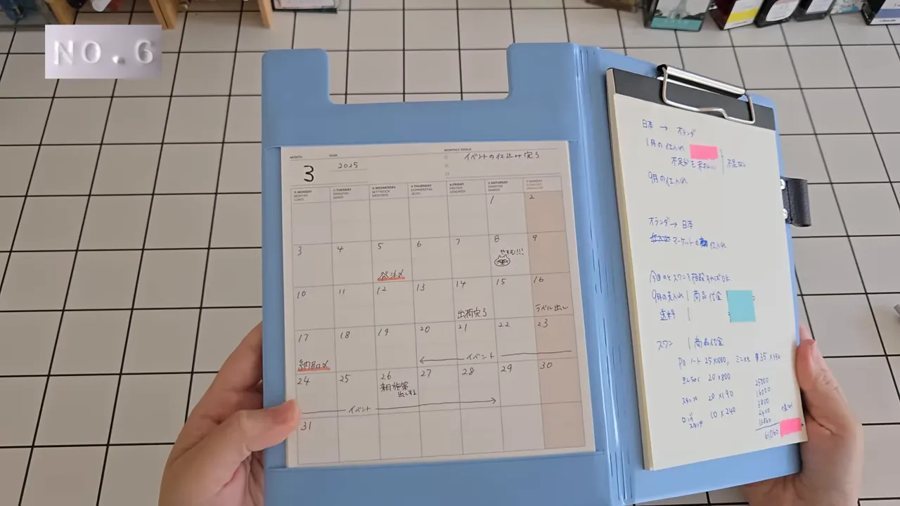 フィールドパッドの開いた状態(左ポケットと右バインダー)