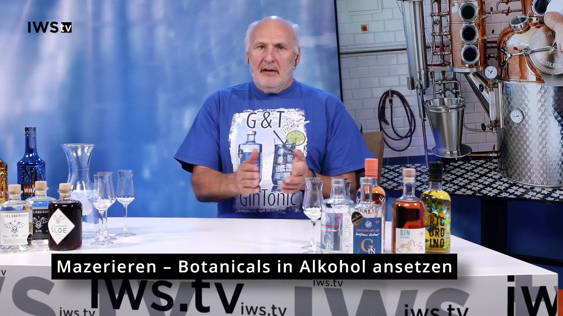 Technische Ausstattung zur Gin-Herstellung mit Brennkessel und Botanicals