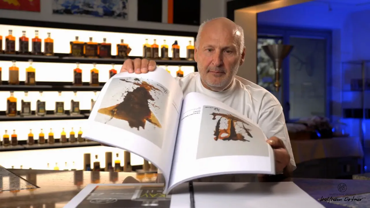 Ortner describing a painting while pointing to details within it