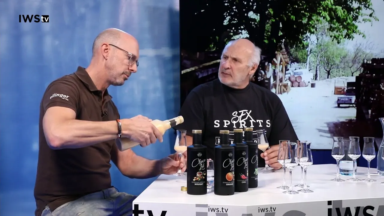 Pouring the egg liqueur base for tasting