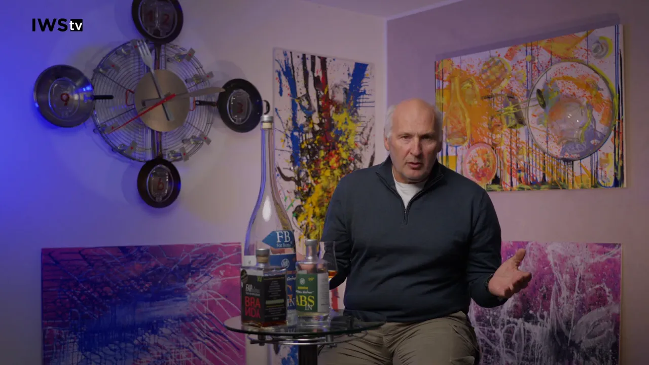 Pouring a glass of brandy to show color and texture