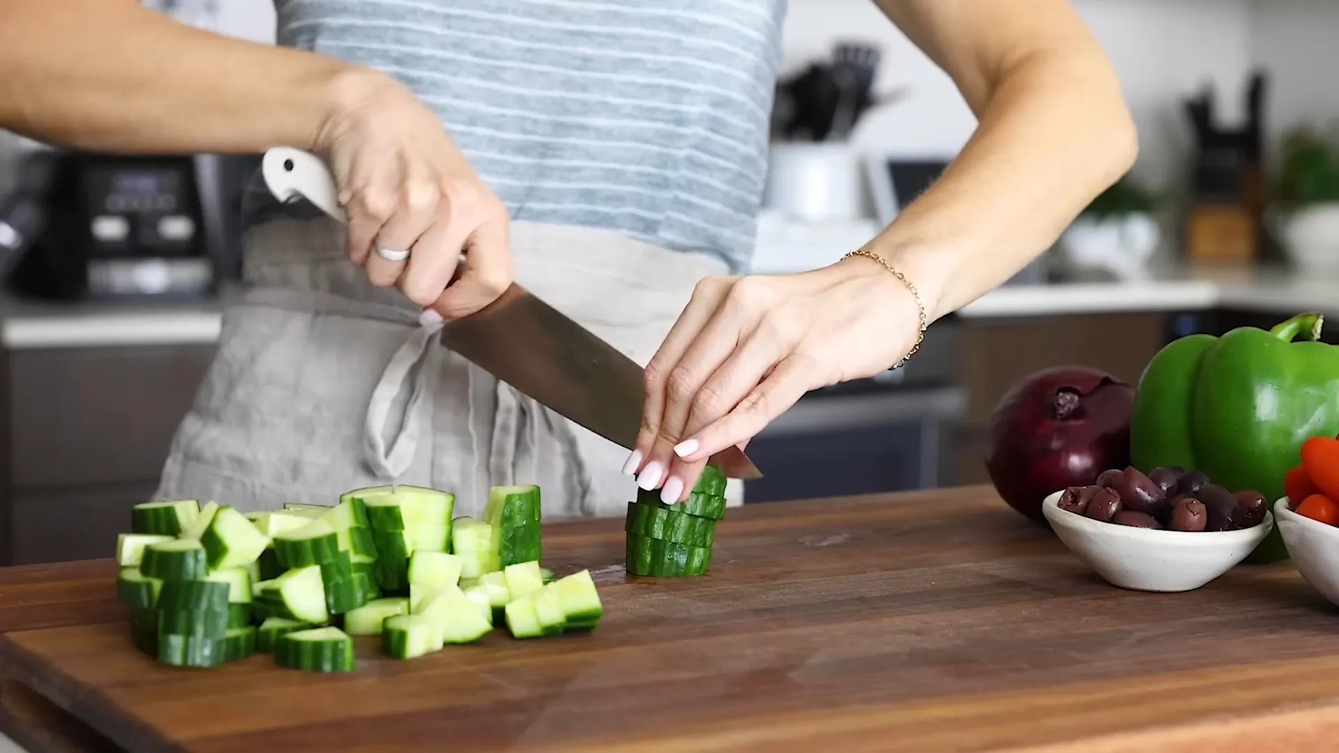 Sliced cucumber in a bowl