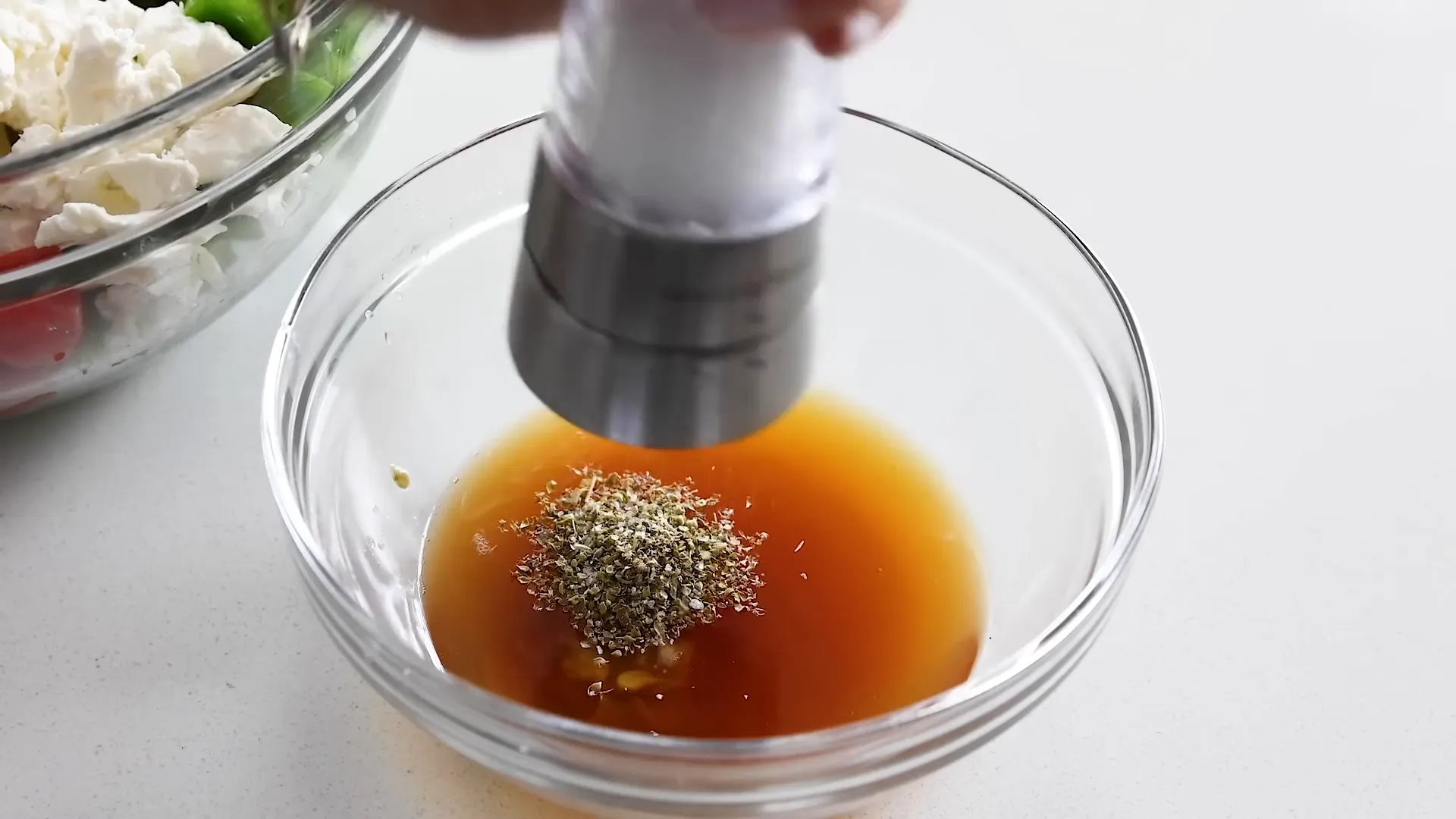 Mixing the dressing ingredients