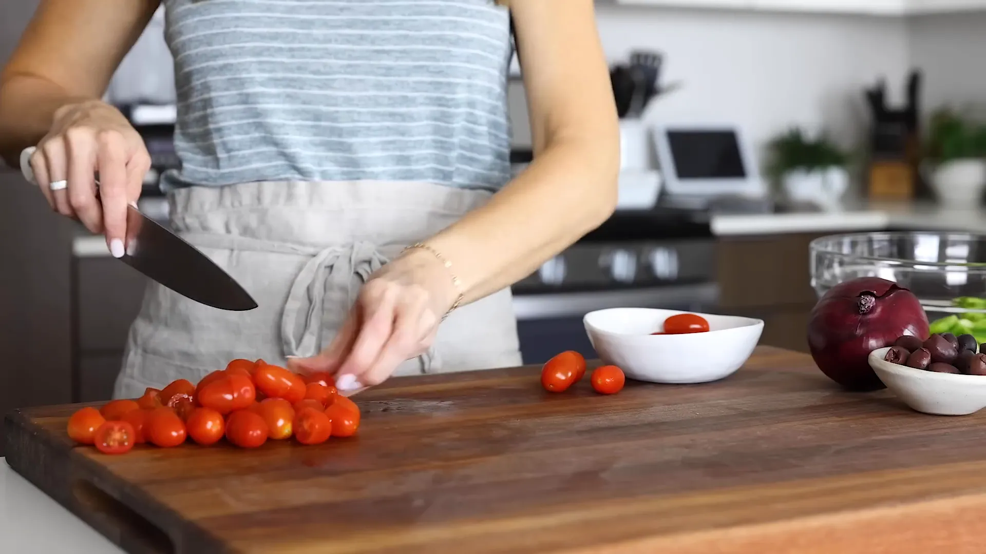 Halved grape tomatoes