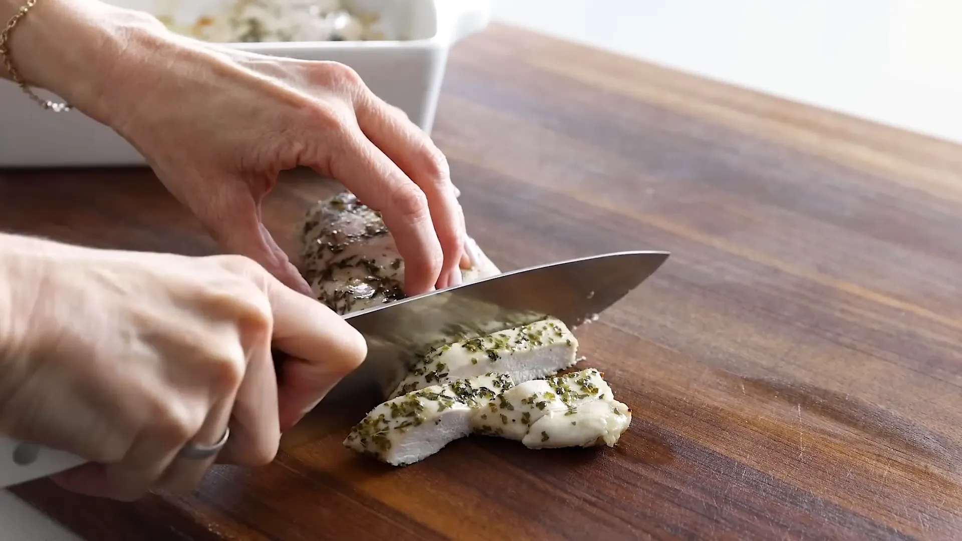 Baked chicken ready to slice