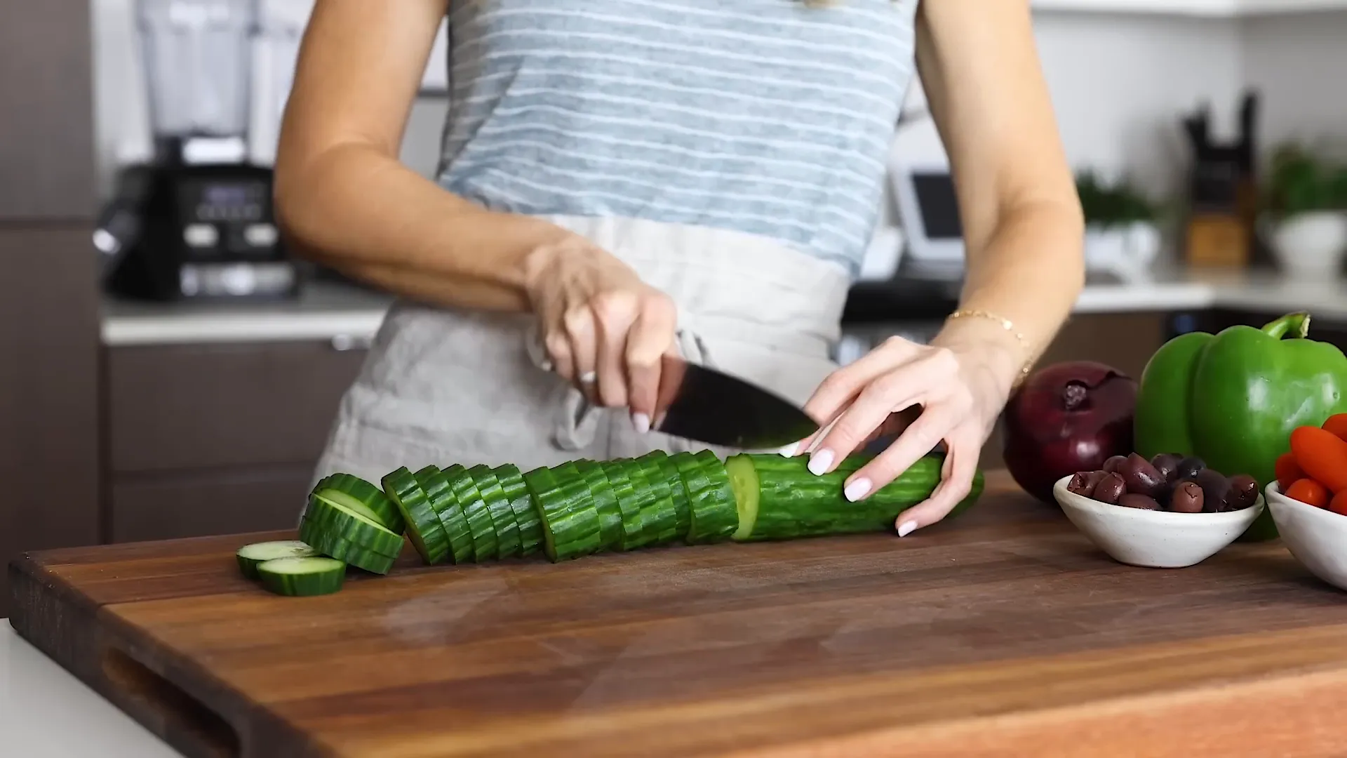 Slicing the cucumber