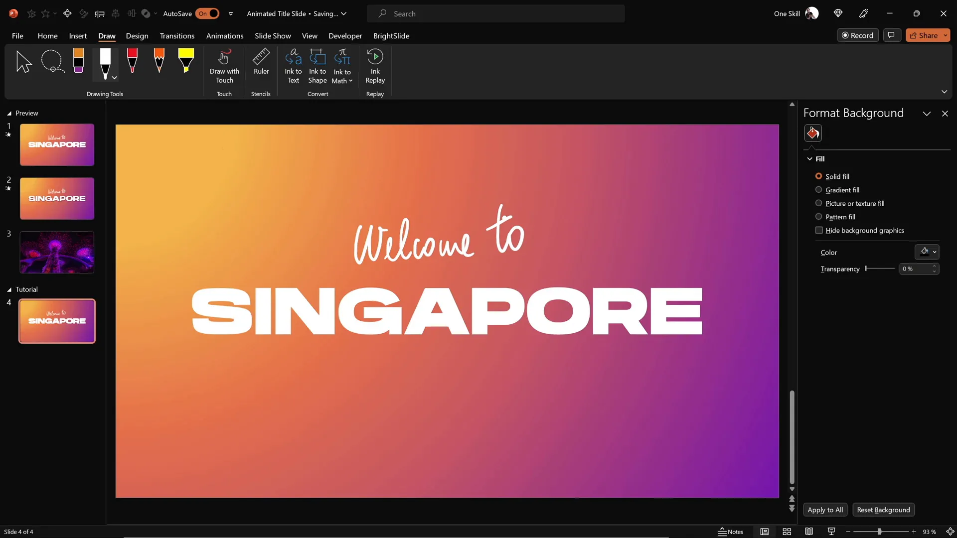 Using PowerPoint draw tool to add handwritten text
