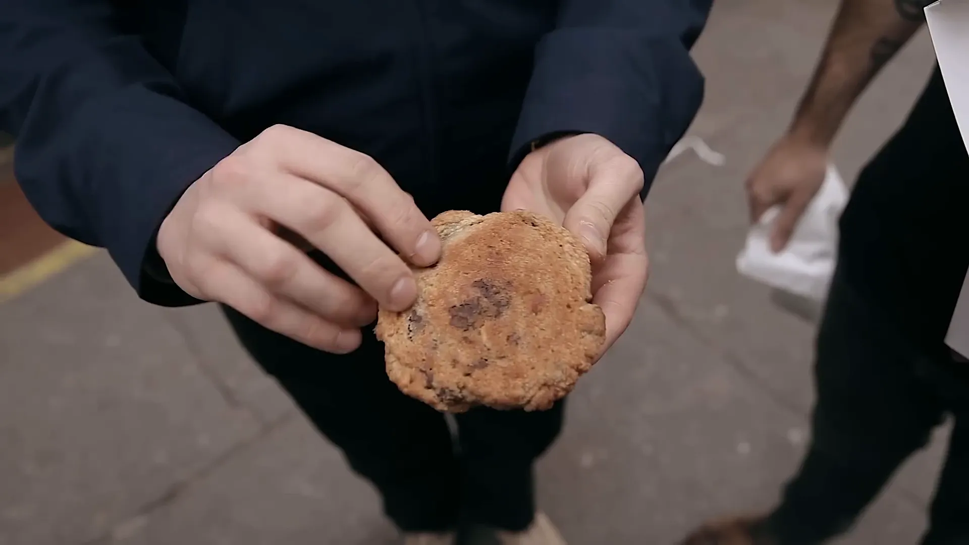 Close-up of Levain cookie bottom showing caramelization