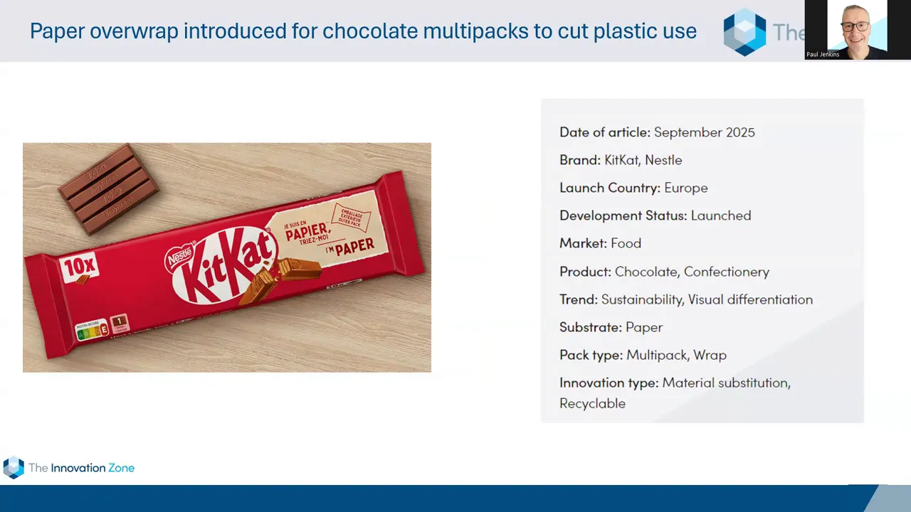 KitKat Multipack mit papierbasierter Overwrap auf Präsentationsfolie