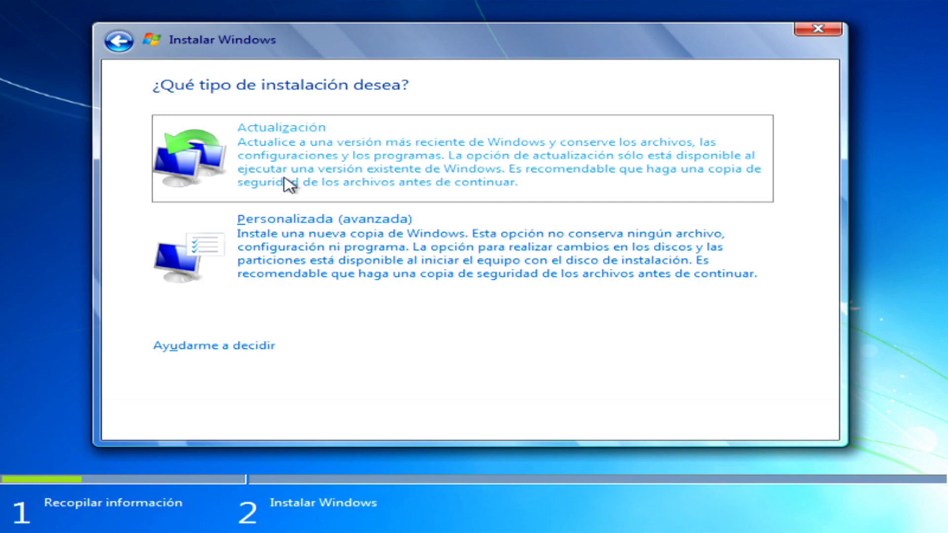 Seleccionar versión de Windows 7