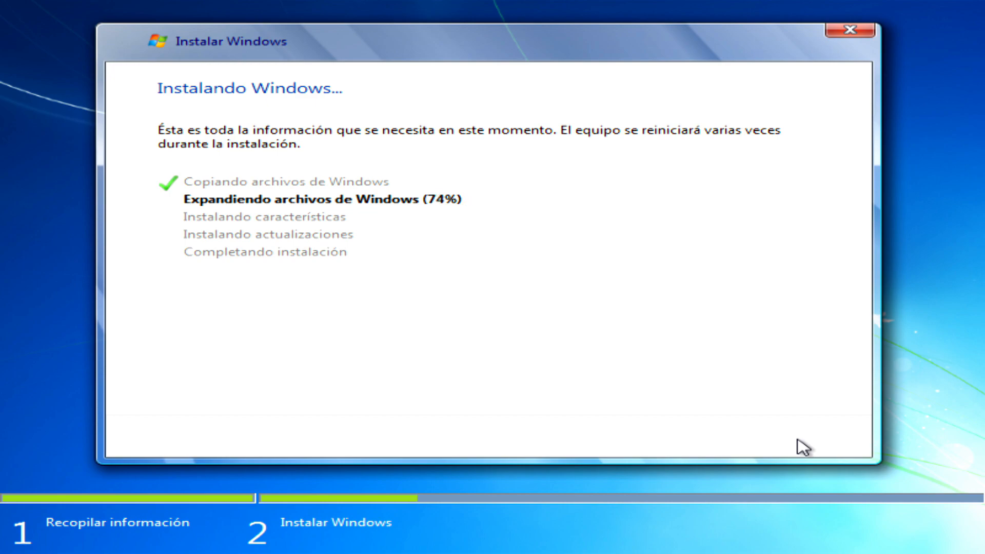Proceso de instalación de Windows 7