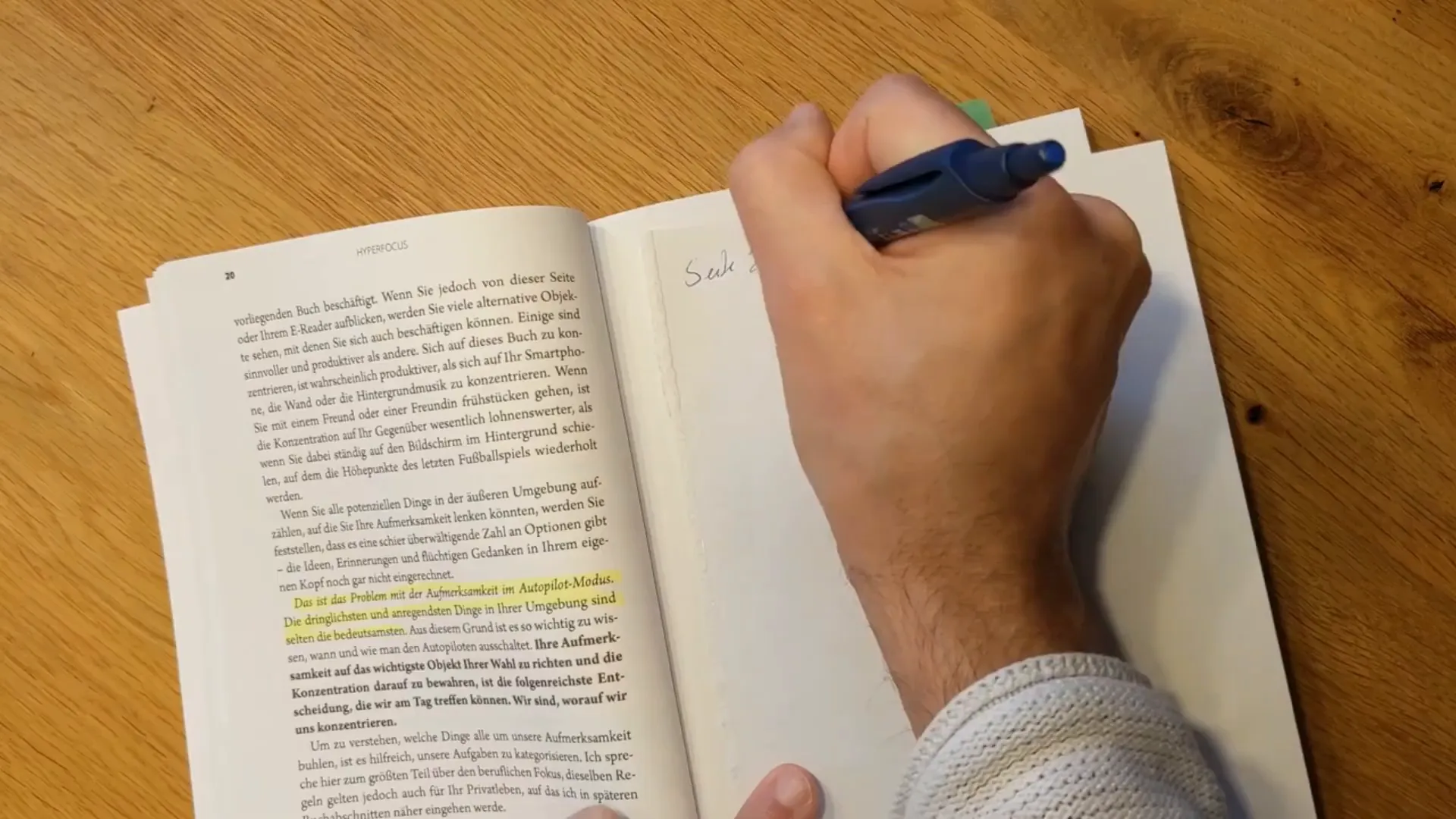Kleines handgeschriebenes Inhaltsverzeichnis aus einem Buch