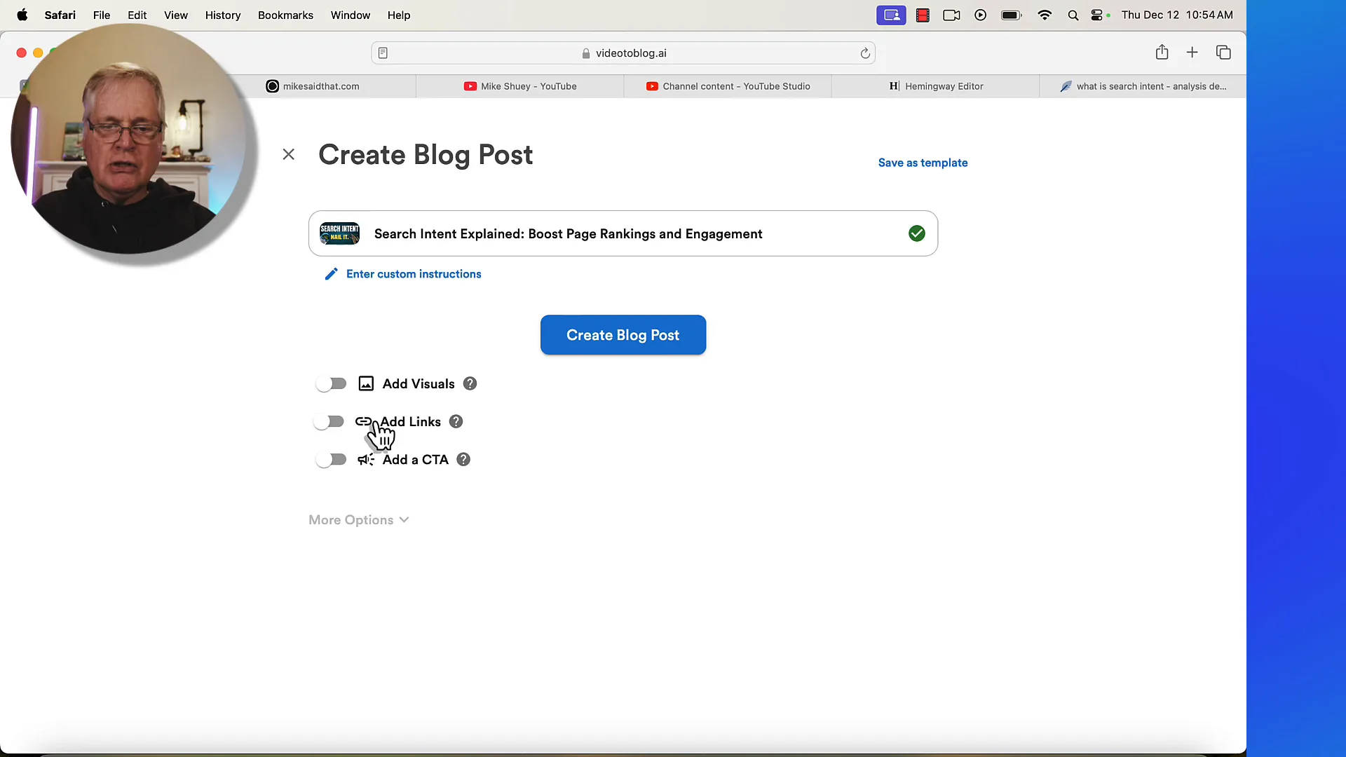 Creating a blog post from video