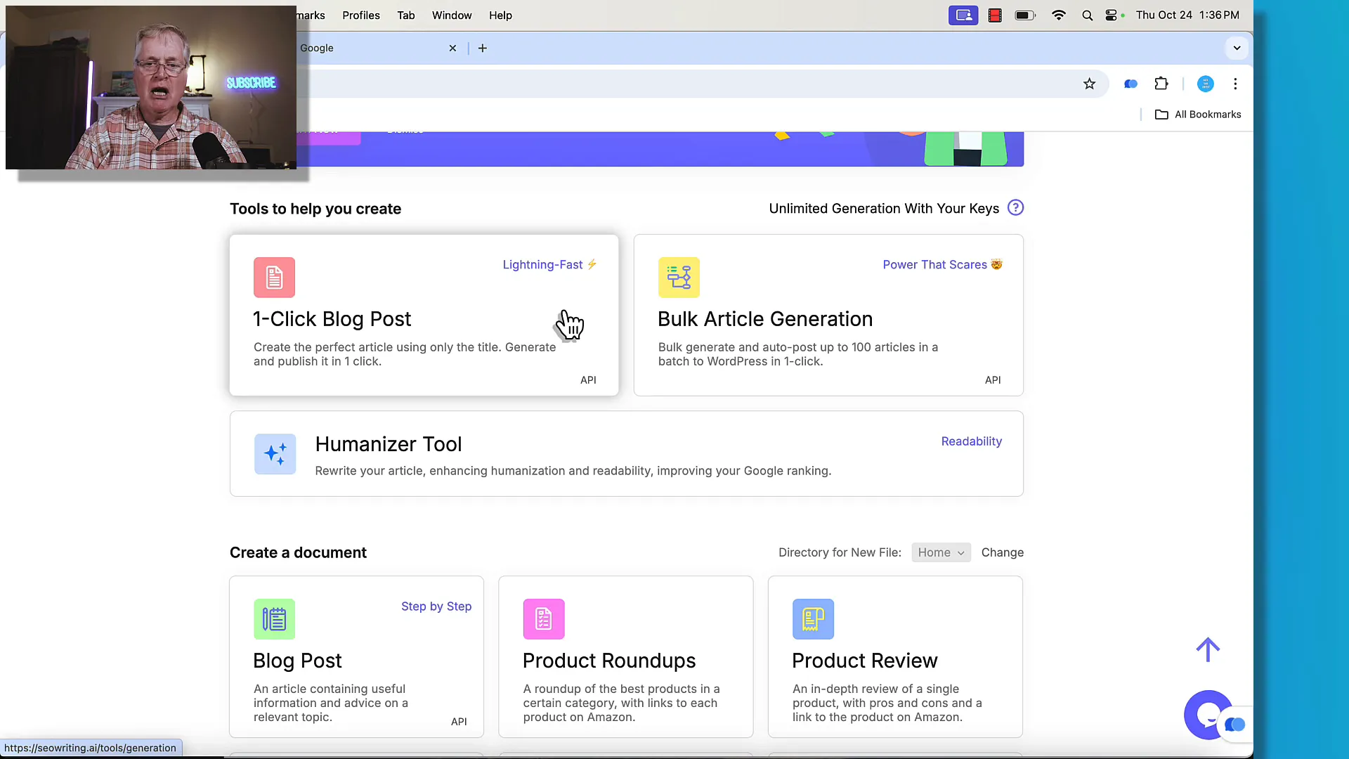 SEOWriting.ai features list