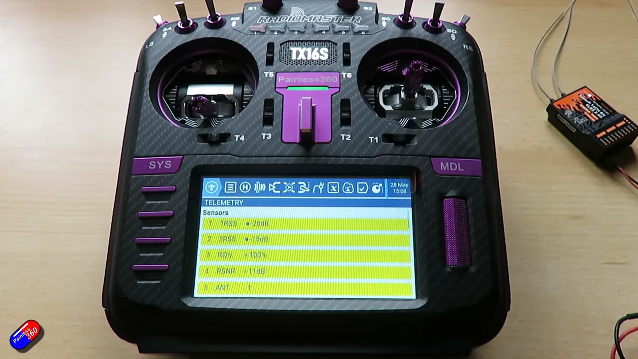 EdgeTX telemetry list showing many sensors being sent down from receiver/flight controller